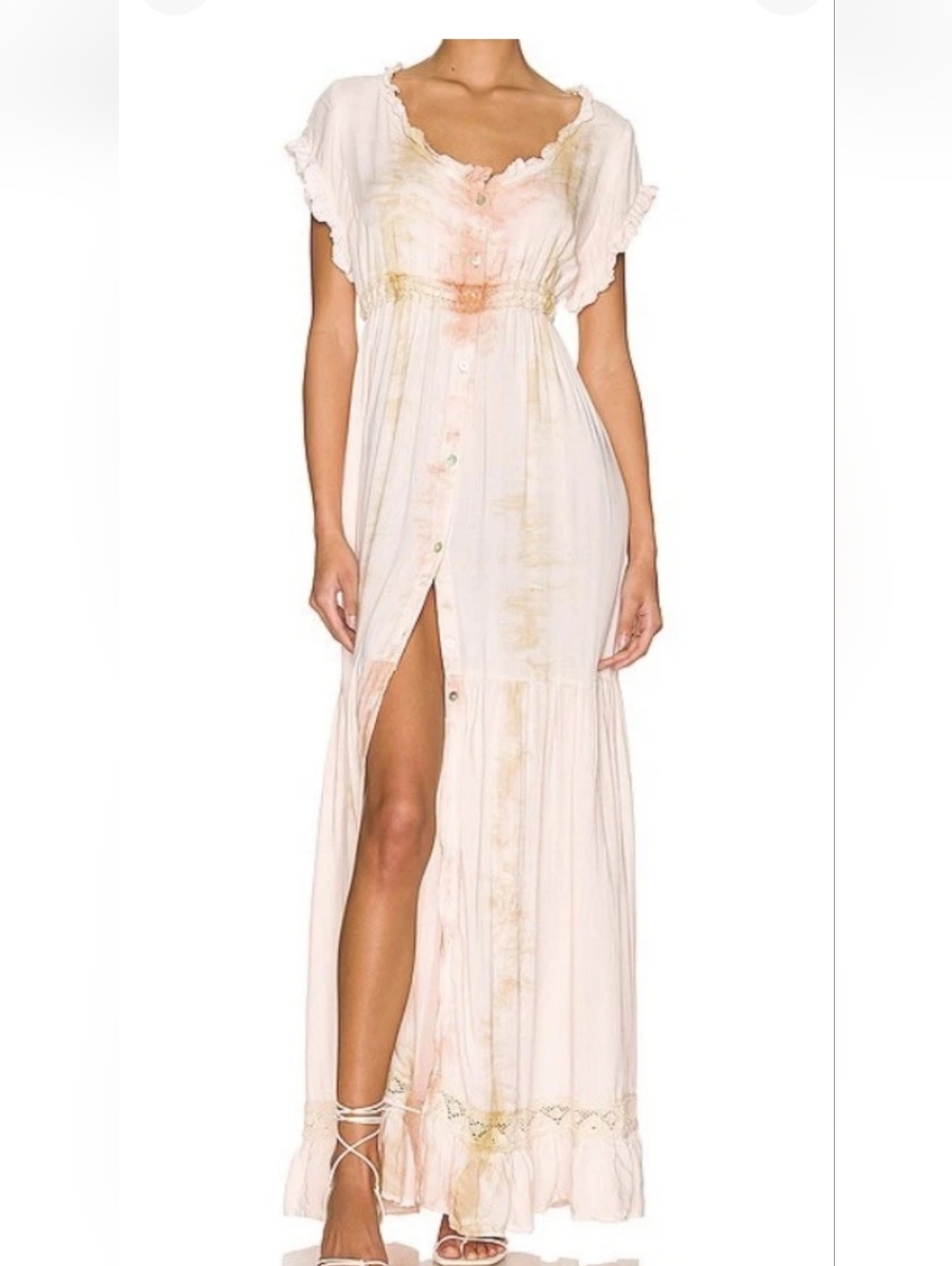 Jen's Pirate Booty Boho Tie-Dye Maxi Dress in Peach & Cream - Picture 3 of 12